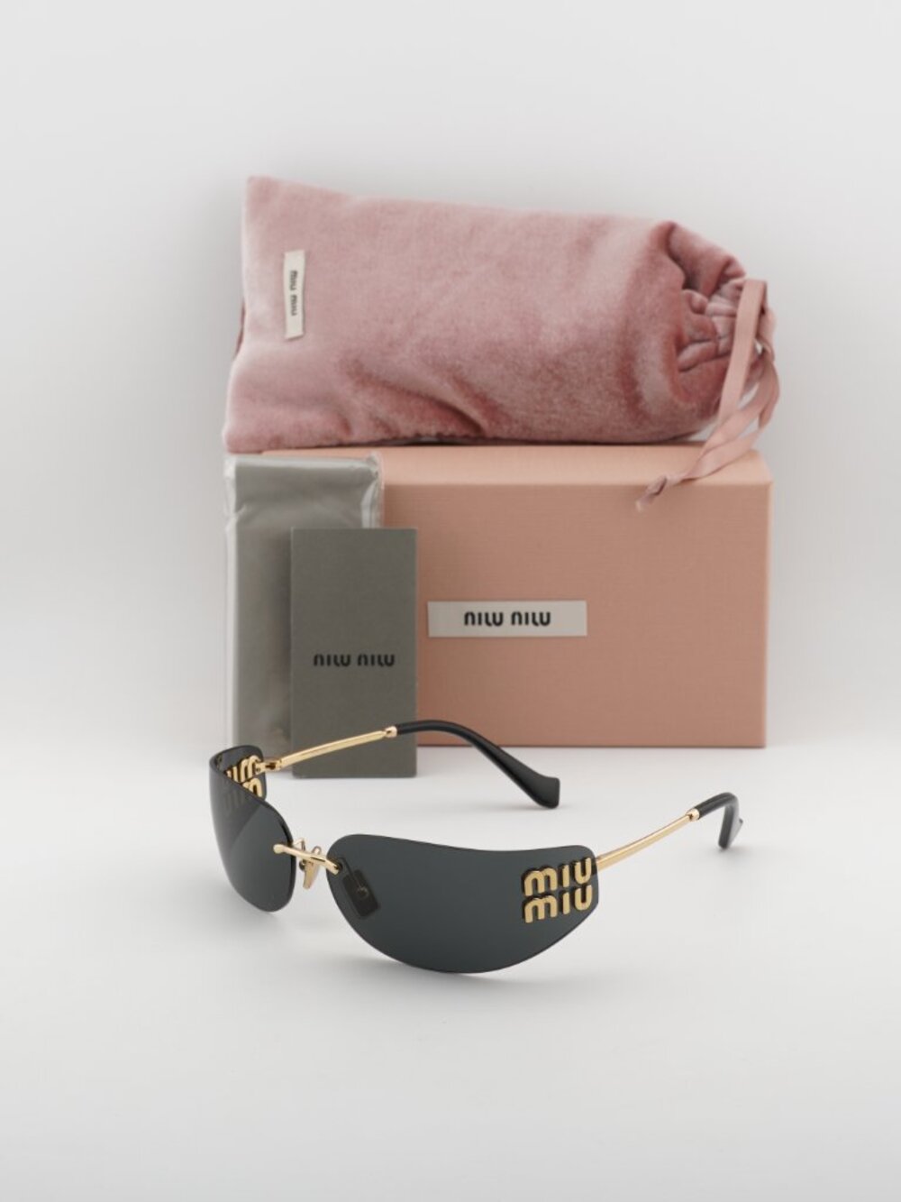 Miu Miu MUA51S 5AK5S0 Rectangle Sunglasses – Gold\ Dark Grey